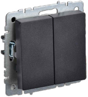 Выключатель 2-клавишный IEK BRITE 10А ВС10-2-0-БрЧ черный (BR-V20-0-10-K02), Китай