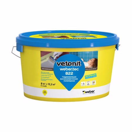 VETONIT Weber.tec 822 grey Гидроизоляция высокоэластичная полимерная 8кг. РФ