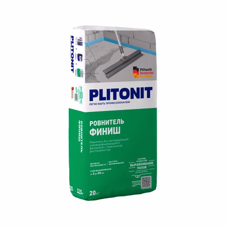 Самонивелир Plitonit Финиш М160, (слой 2-20мм), цементный быстротвердеющий 20 кг. РФ