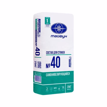 Самонивелир Тайфун Мастер № 40 М250 (слой 5-60 мм), цементный,25кг, РБ