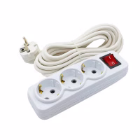 Удлинитель 2м с выключателем DEKRON 3роз, 3х0.75 10А, белый (DEK0904-1302), Китай