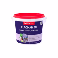 Краска MAV FLAGMAN 38  в/д обои стены потолок. Белая. Матовая 11л/14кг. РБ