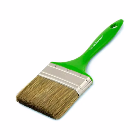 Кисть 100мм (4") флейцевая, толщ. 18мм. светл.щетина зел.пласт.ручка. ColorExpert. РФ (81469902)