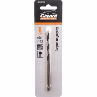 Сверло по дереву  6х55х113 шестигр. GEPARD, арт.GP0422-06 (Китай)