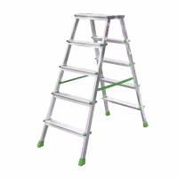 Стремянка алюминиевая двухсторонняя с увеличенной площадкой 5 ст. NV 212 (2120205)