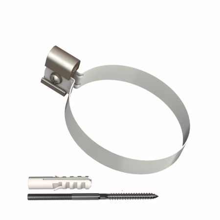 Хомут трубы ТехноНиколь ПВХ L=140мм, металлический, белый