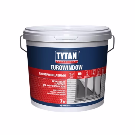 Герметик акриловый паропроницаемый TYTAN Eurowindow наружный Белый 7кг. РФ