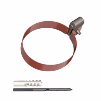 Хомут трубы ТехноНиколь ПВХ L=140мм, металлический, красный