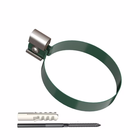 Хомут трубы ТехноНиколь ПВХ L=140мм, металлический, зеленый