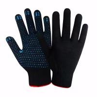 Перчатки трикотажные х/б с ПВХ покрытием "точка" 10-й класс чёрные РФ