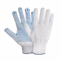 Перчатки трикотажные х/б с ПВХ покрытием "точка" 10-й класс белые РФ