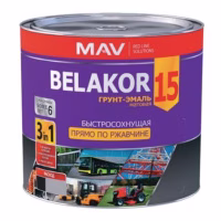 Грунт-эмаль по ржавчине 3 в 1 Belakor 15 2,4л/2кг.черная матовая RAL 9004. РБ