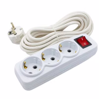 Удлинитель 3м с выключателем DEKRON 3роз, 3х0.75 10А, белый (DEK0904-1303), Китай