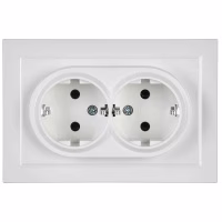 Розетка 2-местная с заземлением IEK BRITE 16А в сборе РС12-3-БрБ белый (BR-R21-16-K01-F), Китай