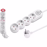 Удлинитель 3м (4 роз., 2,2кВт, с/з, выкл, ПВС 3х0,75) LEIDEN ELECTRIC, арт.805045 (Китай)