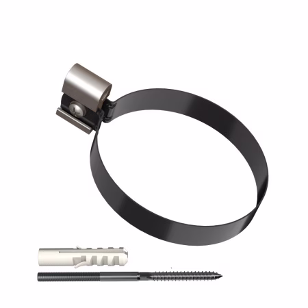 Хомут трубы ТехноНиколь ПВХ L=140мм, металлический, черный