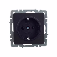 Розетка 1-местная с заземлением IEK BRITE 16А РС11-1-0-БрЧ черный (BR-R11-16-K02), Китай