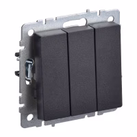 Выключатель 3-клавишный IEK BRITE 10А ВС10-3-0-БрЧ белый, Китай