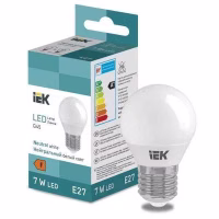 Лампа светодиодная "Шар G45" 7Вт 600lm 4000K E27 IEK, Китай