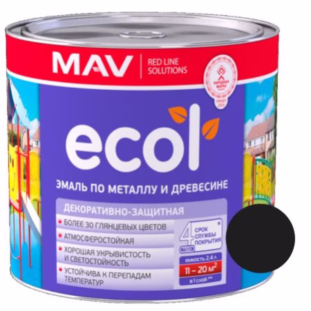 Эмаль ПФ-115 ECOL 2,4л/2кг.черная глянцевая. РБ