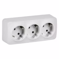 Розетка 3-местная для открытой установки с заземлением GLORY 16А (РС23-3-ХБм) белый матовый IEK, Кит