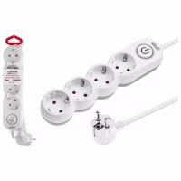 Удлинитель 5м (4 роз., 2,2кВт, с/з, выкл, ПВС 3х0,75) LEIDEN ELECTRIC, арт.805046 (Китай)