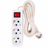 Удлинитель 5м с выключателем DEKRON 3роз, 3х0.75 10А, белый (DEK0904-1305), Китай