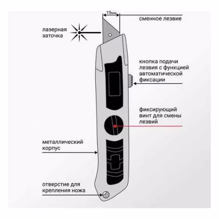 Нож 19 мм универсальный трапециевидный. Vira. Китай (831101)
