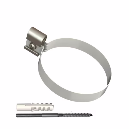 Хомут трубы ТехноНиколь ПВХ L=140мм, металлический, белый