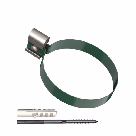 Хомут трубы ТехноНиколь ПВХ L=140мм, металлический, зеленый
