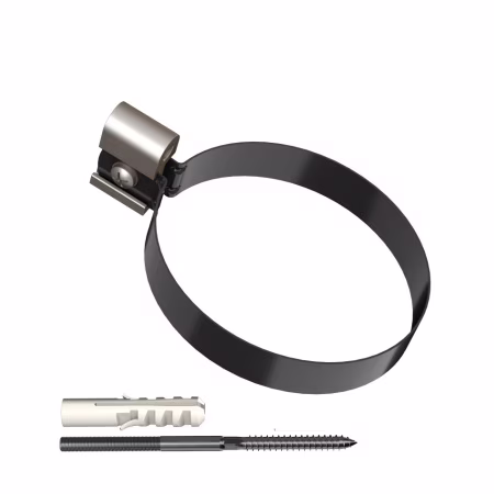 Хомут трубы ТехноНиколь ПВХ L=140мм, металлический, черный