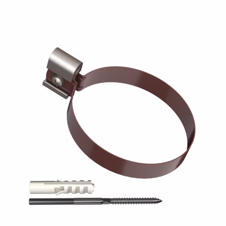 Хомут трубы ТехноНиколь ПВХ L=140мм, металлический, коричневый
