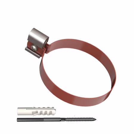 Хомут трубы ТехноНиколь ПВХ L=140мм, металлический, красный