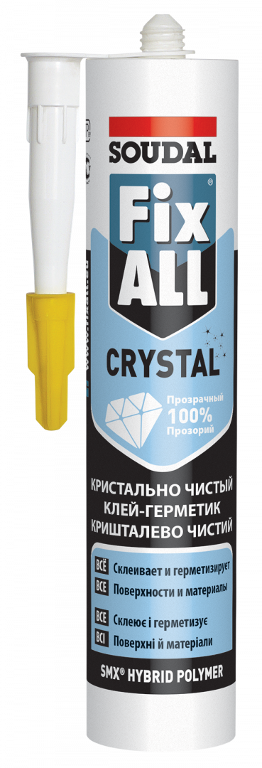 Клей - герметик Soudal Fix All Crystal гибридный прозрачный 290 мл. Бельгия
