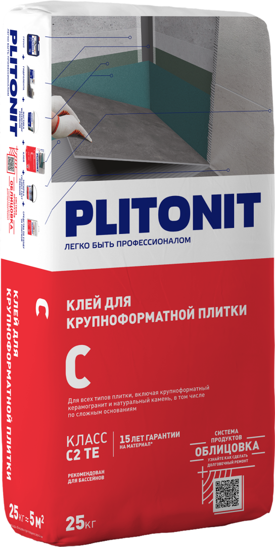 Клей для плитки Plitonit C для сложных оснований, 25 кг. РФ