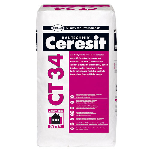 Шпатлевка цементная Ceresit CT 34 белая. 25кг